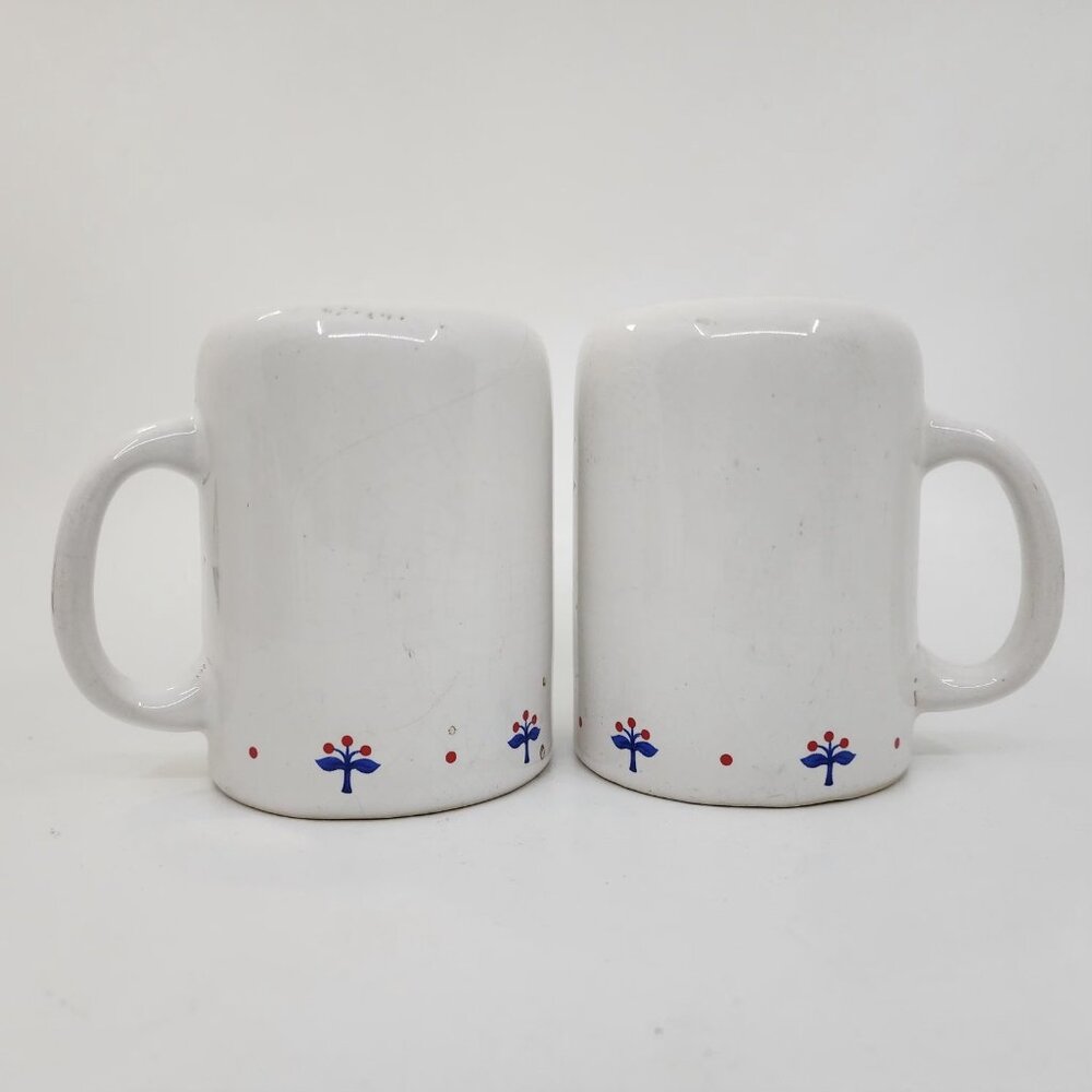 Vintage Mini Mug Shaped Floral Salt & Pepper Shakers Set Ceramic White Large